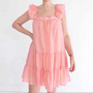 Katherine  Kidd Maja Dress Pink Gingham With Hidden Pockets Mini Dress L